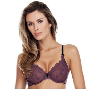 Affinitas Padded Push Up Lace Bra and Panty Set 34C/ Large New w tags Purple